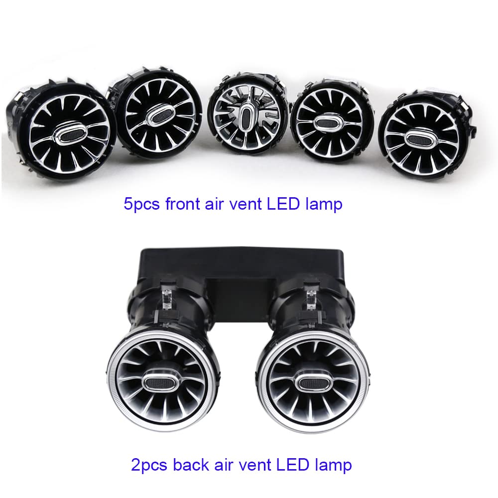 7pcs LED Turbine Air Vent Ambient Light Kit Replacement 64 Colors for Benz C Class C63 C180 C260 C300 C400 W205 2019-2021year (19-21 W205 with 64 Colors)