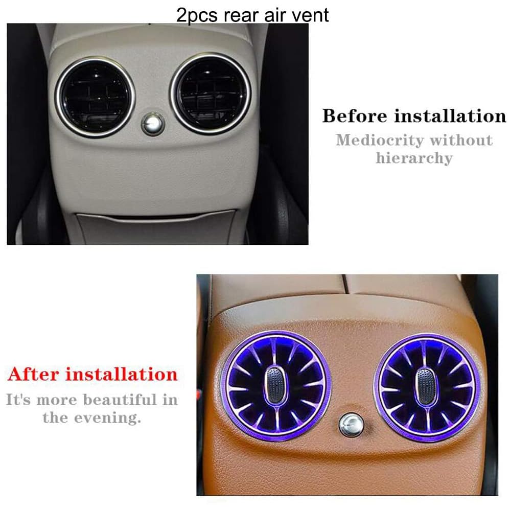 7pcs LED Turbine Air Vent Ambient Light Kit Replacement 64 Colors for Benz C Class C63 C180 C260 C300 C400 W205 2019-2021year (19-21 W205 with 64 Colors)