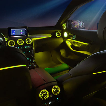 64 Colors Sync, Air Vent Ambient Light Fits for Mercedes Benz C180 C200 C250 C300 C400 C43AMG C63AMG C Class w205 2019 2020 2021, 7pcs Turbo Vents LED Interior Trim