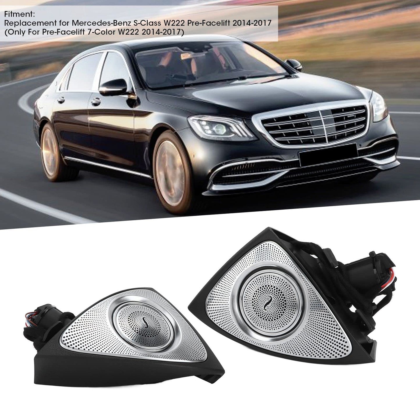 Car Audio Tweeters with LED Ambient Lighting Kit 7 Color 3D Rotating Tweeter Replacement for ? S-Class W222 Pre-Facelift 2014-2017