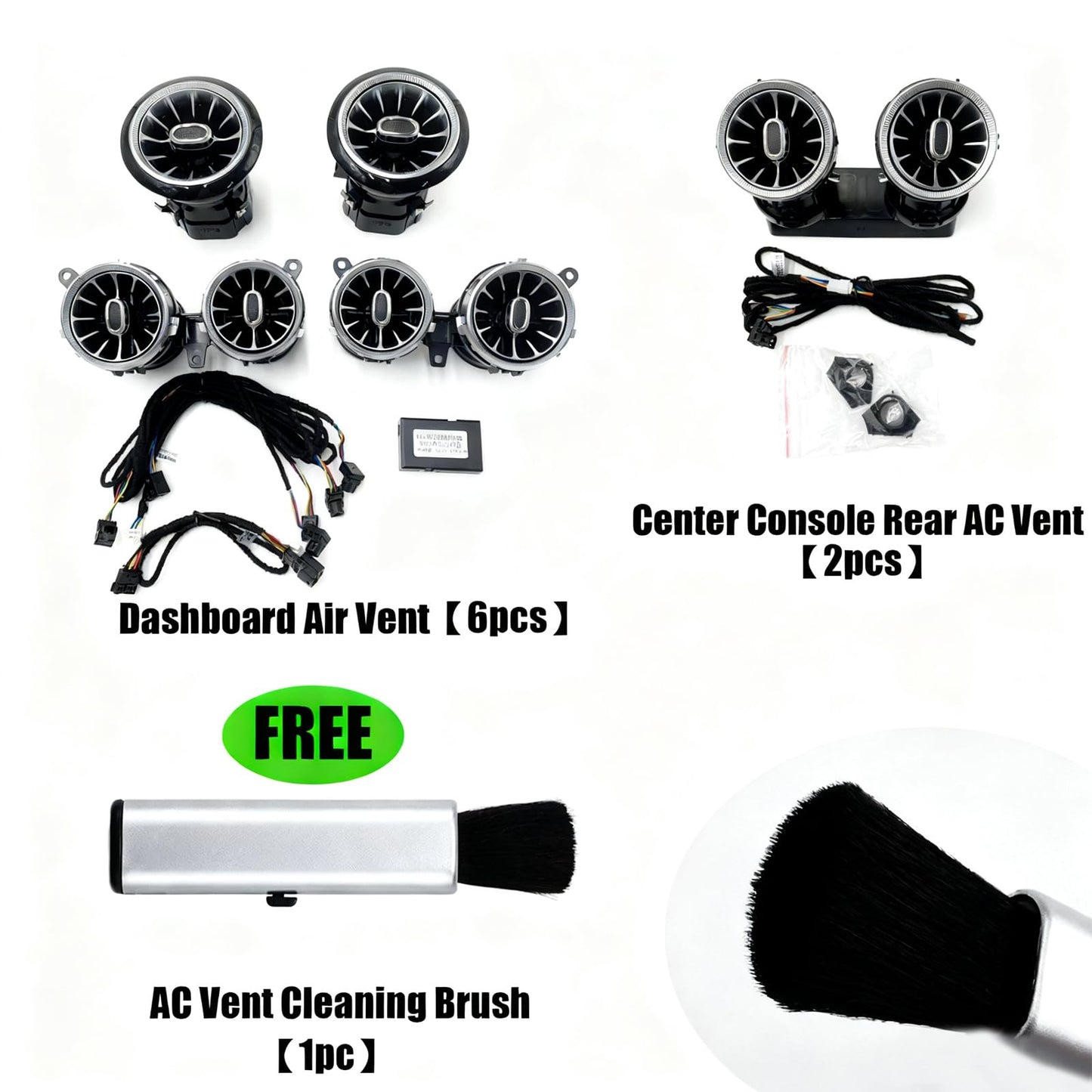 W213 Air Vent LED Ambient Light, 64 Colors Sync, 8 pcs/Set, Fits for 2017-2022 Mercedes Benz E200/E250/E300/E350/E400/E450/E53/E63 E-Class, NOT for 2 Door Coupe