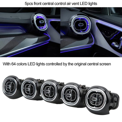 7pcs Turbine Air Vent LED Ambient Light Kit 64 Colors Replacement for Benz GLC Class X254 2023-2024year
