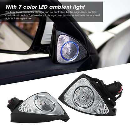 Car Audio Tweeters with LED Ambient Lighting Kit 7 Color 3D Rotating Tweeter Replacement for ? S-Class W222 Pre-Facelift 2014-2017