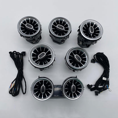 64 Colors Sync, Air Vent Ambient Light Fits for Mercedes Benz C180 C200 C250 C300 C400 C43AMG C63AMG C Class w205 2019 2020 2021, 7pcs Turbo Vents LED Interior Trim