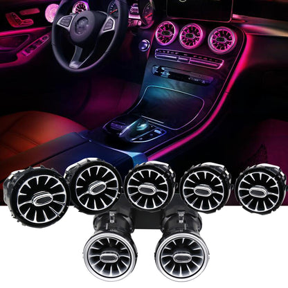 7pcs LED Turbine Air Vent Ambient Light Kit Replacement 64 Colors for Benz C Class C63 C180 C260 C300 C400 W205 2019-2021year (19-21 W205 with 64 Colors)
