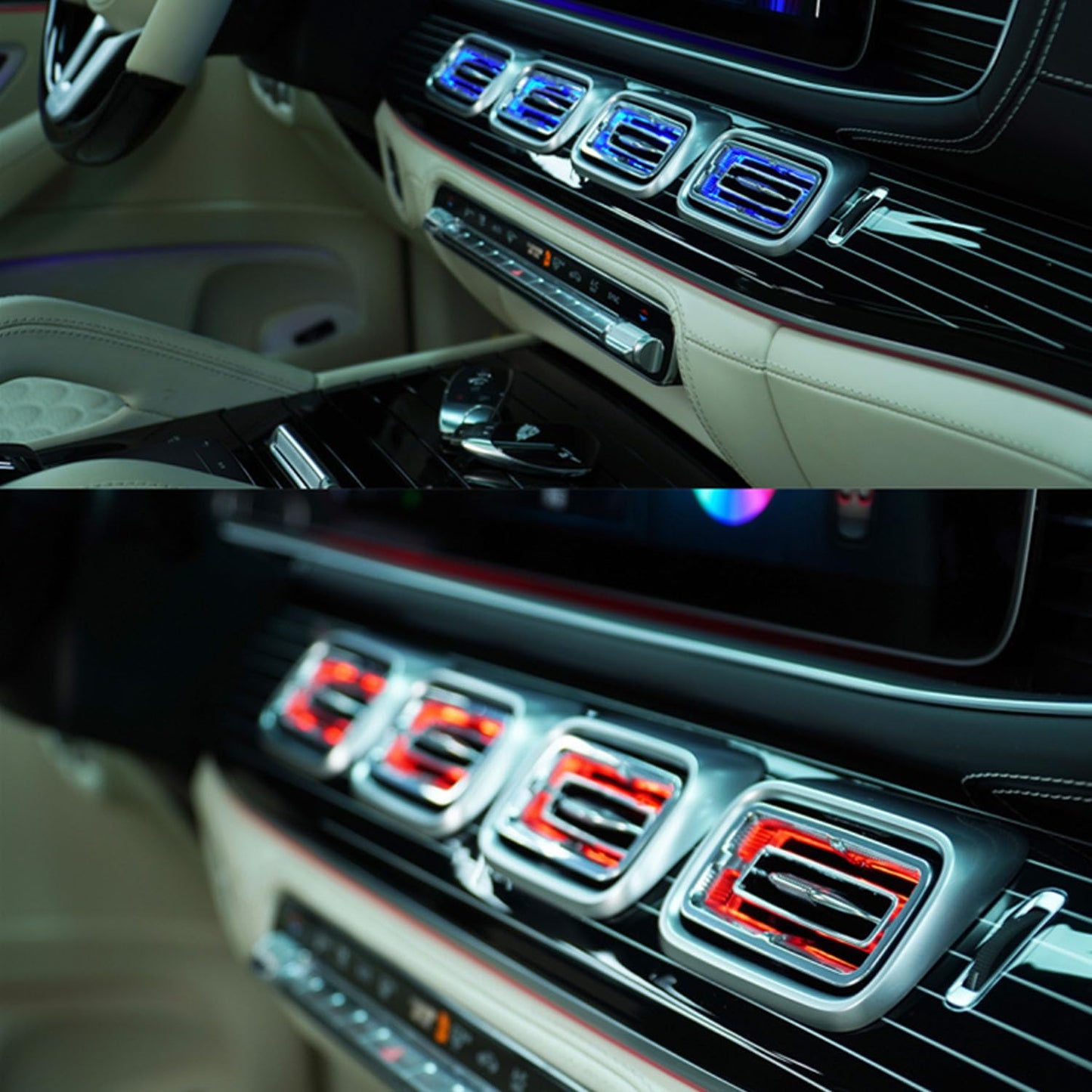 4pcs Set Air Vent LED Ambient Light Kit 64 Colors Replacement for Benz W167 GLS and GLE 2020-2025year (Interior led Light 64 Colors)