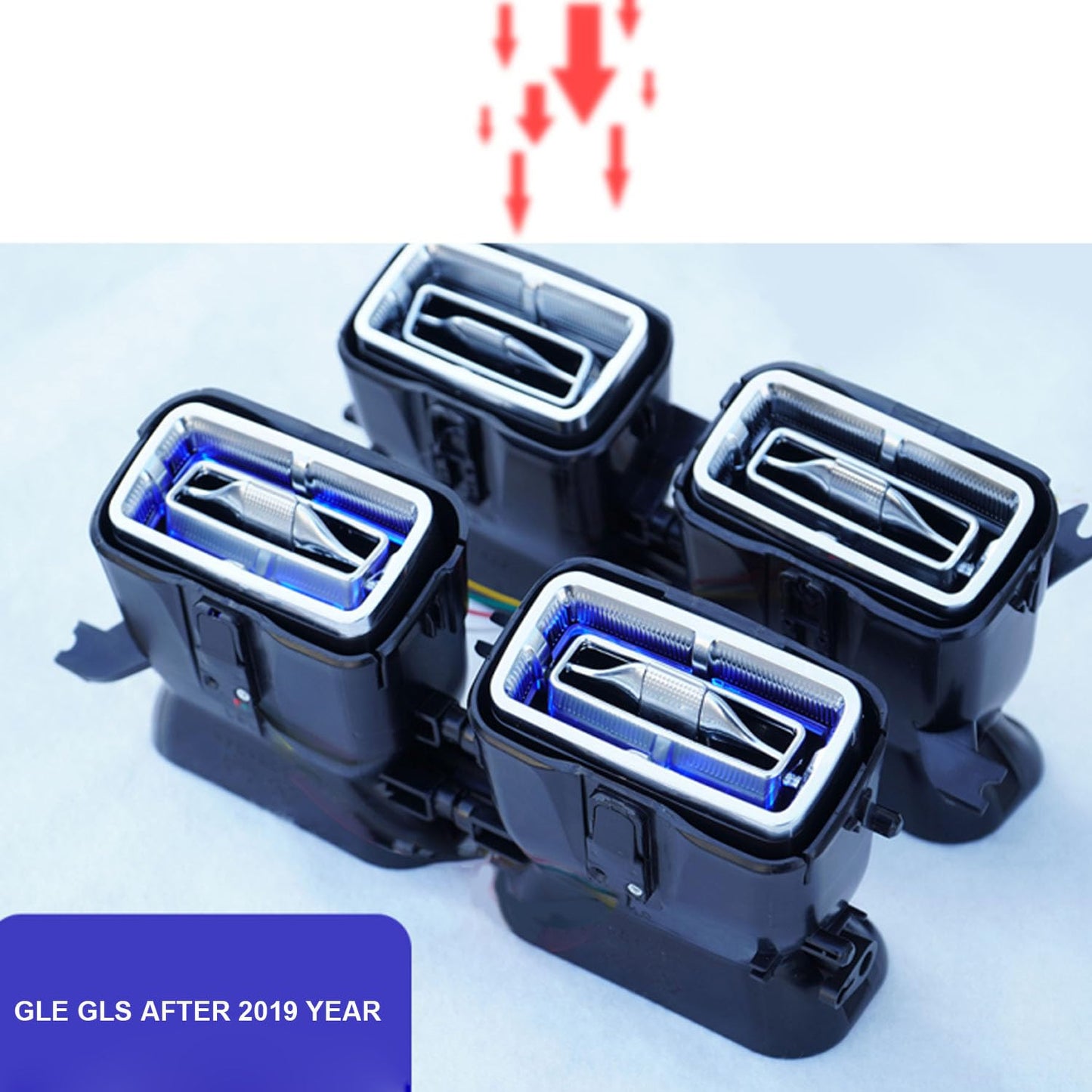 4pcs Set Air Vent LED Ambient Light Kit 64 Colors Replacement for Benz W167 GLS and GLE 2020-2025year (Interior led Light 64 Colors)