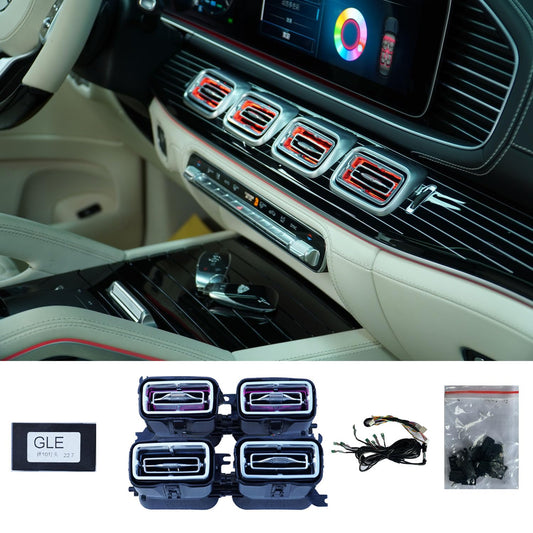 4pcs Set Air Vent LED Ambient Light Kit 64 Colors Replacement for Benz W167 GLS and GLE 2020-2025year (Interior led Light 64 Colors)