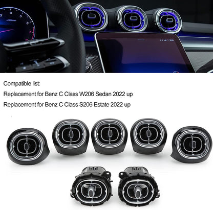 7pcs Turbine Air Vent LED Ambient Light Kit 64 Colors Replacement for Benz GLC Class X254 2023-2024year