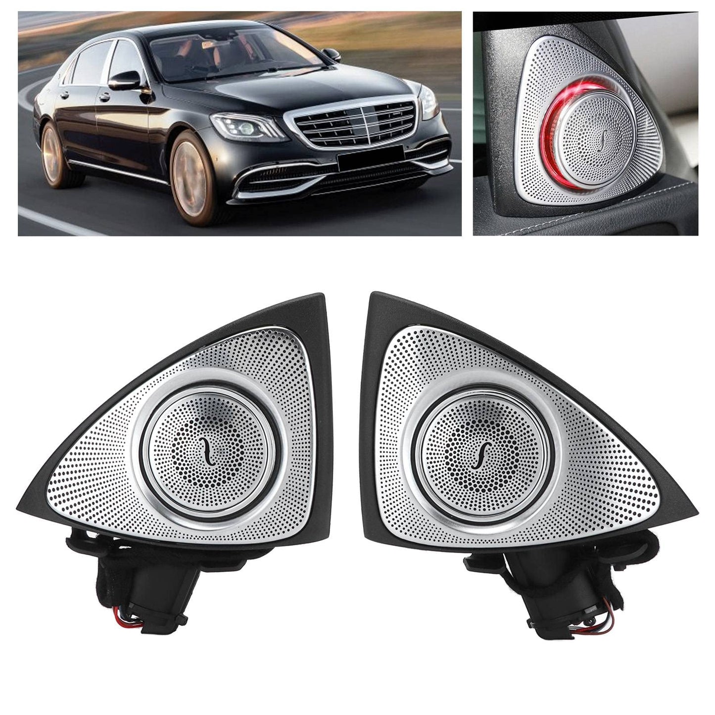 Car Audio Tweeters with LED Ambient Lighting Kit 7 Color 3D Rotating Tweeter Replacement for ? S-Class W222 Pre-Facelift 2014-2017