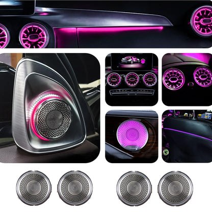 Full Package 7 Sets Interior Ambient LED Light Kit 64 Colors Replacement for Benz C Class W205 C200 C260 C300 C400 2015-2021year