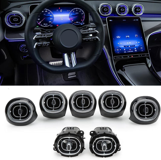 7pcs Turbine Air Vent LED Ambient Light Kit 64 Colors Replacement for Benz GLC Class X254 2023-2024year